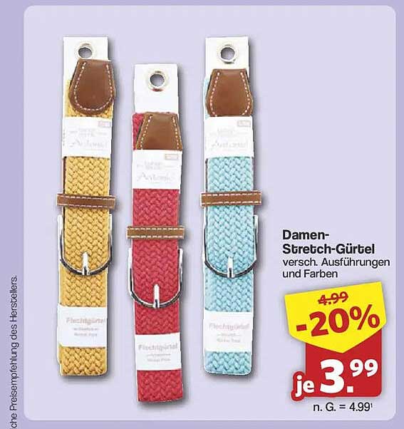 Damen-Stretch-Gürtel versch. Ausführungen und Farben