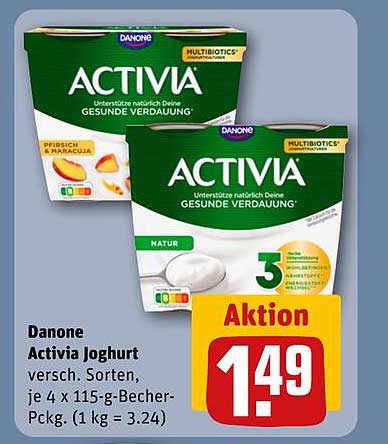 Danone Activia Joghurt verscH. Sorten, je 4 x 115-g-Becher-Pckg. (1 kg = 3.24)