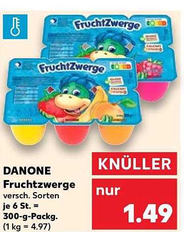 DANONE Fruchtzwerge versch. Sorten je 6 St. = 30-g-Packg. (1 kg = 4.97)