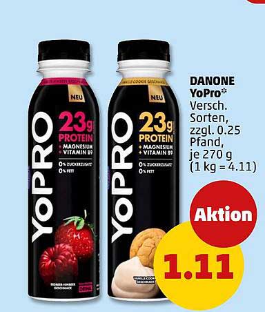 DANONE YoPro* Versch. Sorten, zzgl. 0.25 Pfand je 270 g (1 kg = 4.11)