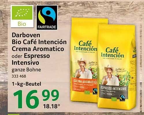 Darboven Bio Café Intención Crema Aromatico oder Espresso Intensivo ganze Bohne 1-kg-Beutel