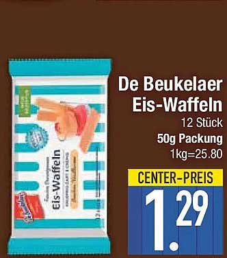De Beukelaer Eis-Waffeln 12 Stück 50g Packung 1kg=25.80 CENTER-PREIS