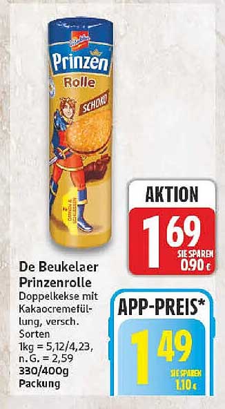 De Beukelaer Prinzenrolle Doppelkekse mit Kakaocremefüllung, versch. Sorten