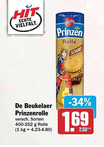De Beukelaer Prinzenrolle versch. Sorten 400-352 g Rolle (1 kg = 4.23-4.80)