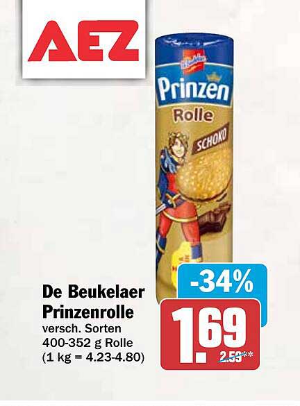De Beukelaer Prinzenrolle versch. Sorten 400-352 g Rolle (1 kg = 4.23-4.80)