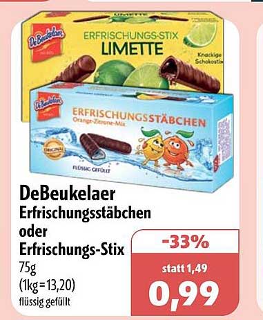 DeBeukelaer Erfrischungsstäbchen oder Erfrischungs-Stix 75g