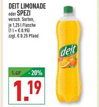 DEIT LIMONADE oder SPEZI versch. Sorten, je 1,25 l Flasche