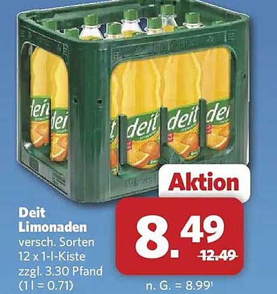 Deit Limonaden verscch. Sorten 12 x 1-l-Kiste zzgl. 3.30 Pfand (1l = 0.71)