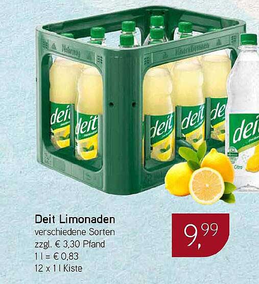 Deit Limonaden verschiedene Sorten zzgl. € 3,30 Pfand 1 l = € 0,83 12 x 1 l Kiste