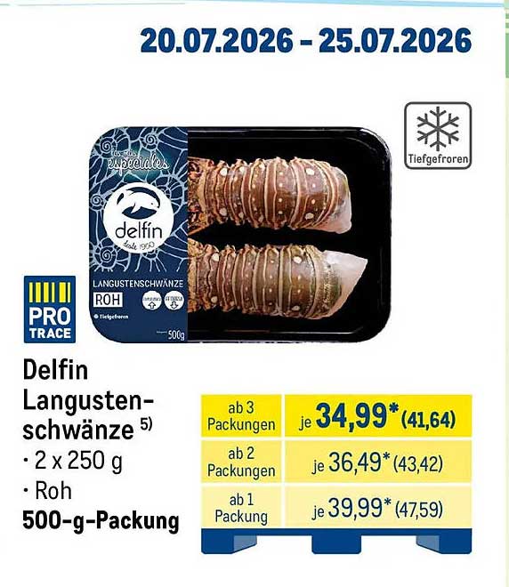 Delfin Langustenschwänze 2 x 250 g Roh 500-g-Packung