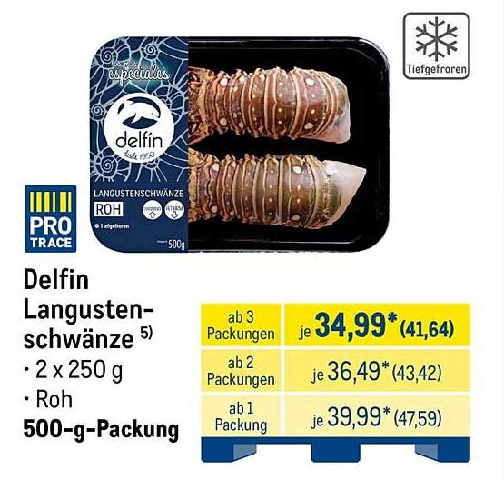 Delfin Langustenschwänze Roh 500-g-Packung