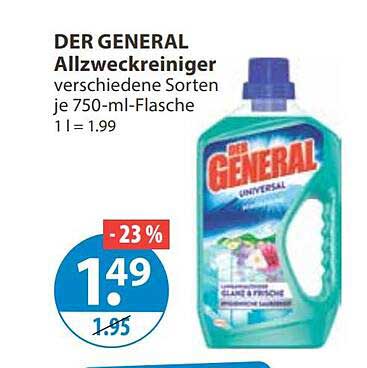 DER GENERAL Allzweckreiniger verschiedene Sorten je 750-ml-Flasche 1 l = 1.99