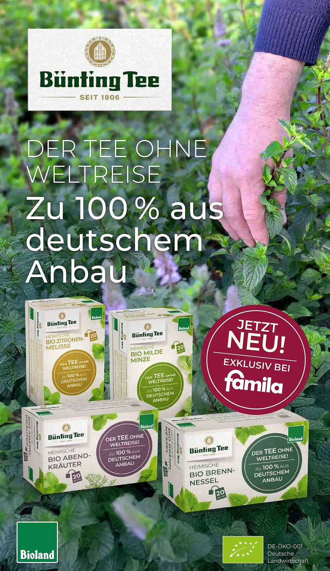 DER TEE OHNE WELTREISE Zu 100 % aus deutschem Anbau