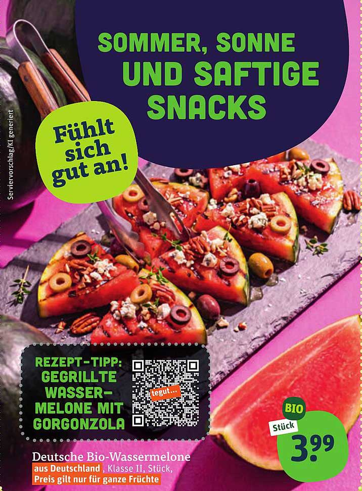Deutsche Bio-Wassermelone aus Deutschland, Klasse II, Stück, Preis gilt nur für ganze Früchte