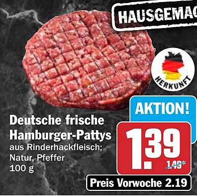 Deutsche frische Hamburger-Pattys