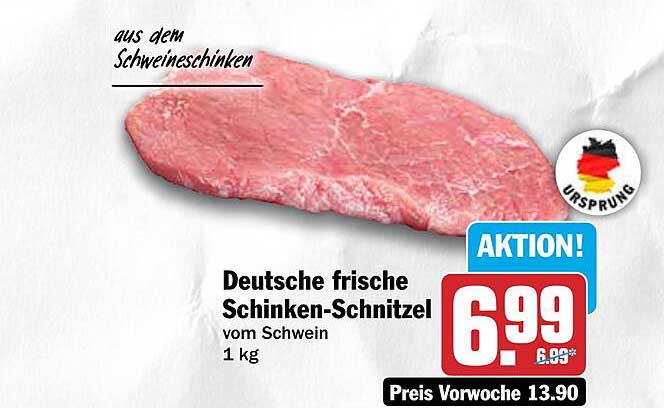 Deutsche frische Schinken-Schnitzel vom Schwein 1 kg