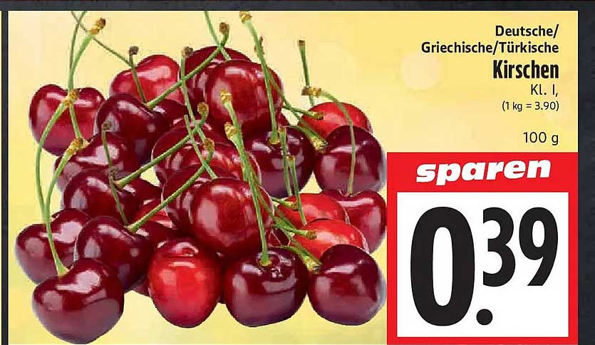 Deutsche/ Griechische/Türkische Kirschen Kl. I, (1 kg = 3.90)