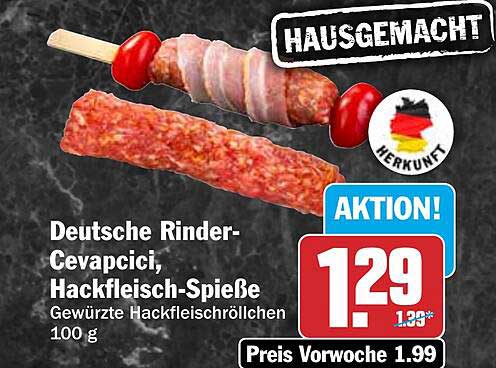 Deutsche Rinder-Cevapcici, Hackfleisch-Spieße