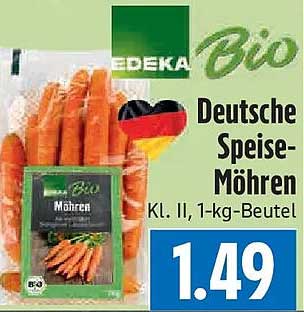 Deutsche Speise-Möhren Kl. II, 1-kg-Beutel