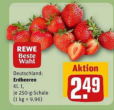 Deutschland: Erdbeeren Kl. I, je 250-g-Schale (1 kg = 9.96)