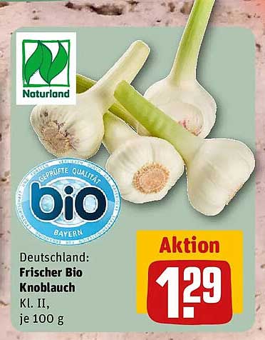Deutschland: Frischer Bio Knoblauch Kl. II, je 100 g