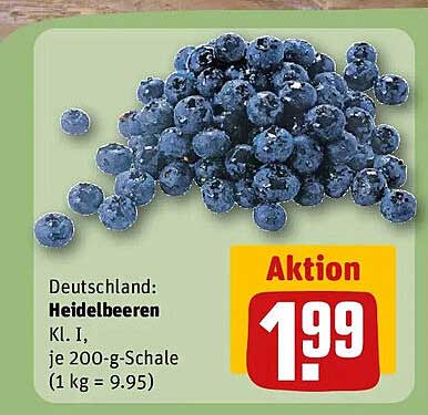 Deutschland: Heidelbeeren Kl. I, je 200-g-Schale (1 kg = 9.95)