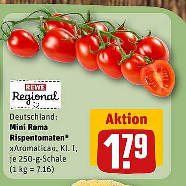 Deutschland: Mini Roma Rispentomaten* »Aromatica«, Kl. I, je 250-g-Schale (1 kg = 7.16)