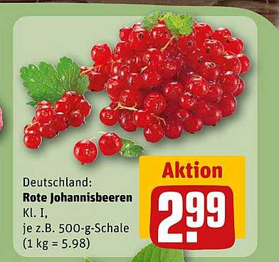 Deutschland: Rote Johannisbeeren Kl. I, je z.B. 500-g-Schale (1 kg = 5.98)