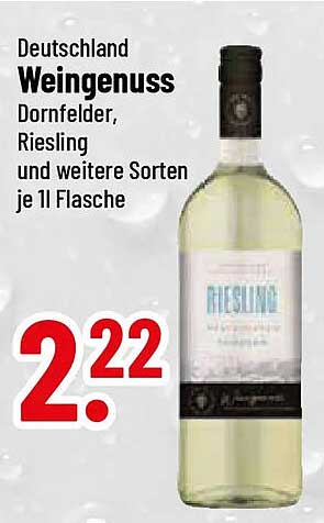 Deutschland Weingenuss Dornfelder, Riesling und weitere Sorten je 1l Flasche