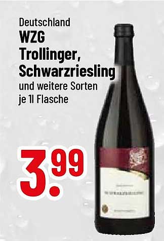 Deutschland WZG Trollinger, Schwarzriesling und weitere Sorten je 1l Flasche