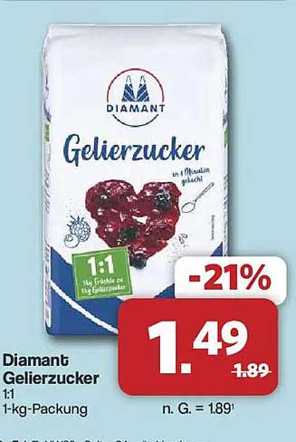 Diamant Gelierzucker 1:1 1-kg-Packung