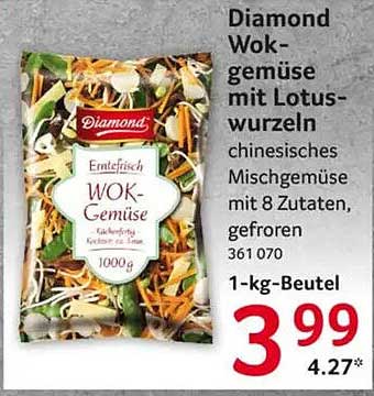 Diamond Wok-gemüse mit Lotuswurzeln chinesisches Mischgemüse mit 8 Zutaten, gefroren