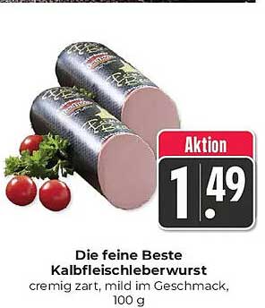 Die feine Beste Kalbfleischleberwurst cremig zart, mild im Geschmack, 100 g