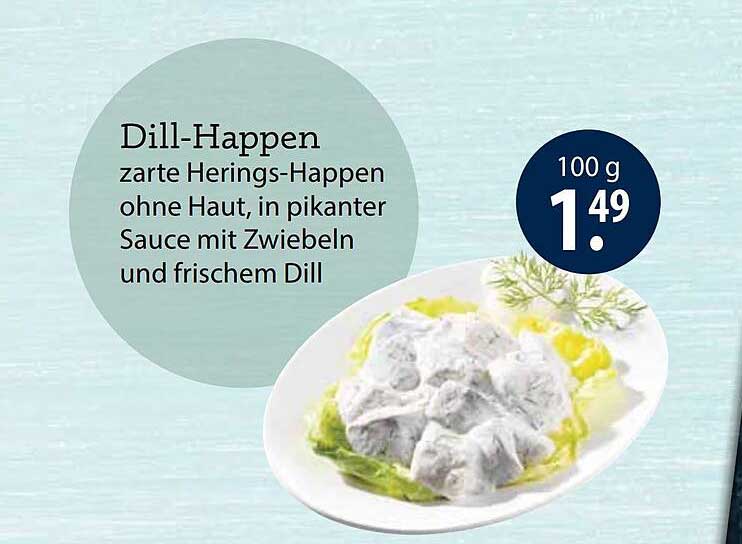 Dill-Happen zarte Herings-Happen ohne Haut, in pikanter Sauce mit Zwiebeln und frischem Dill