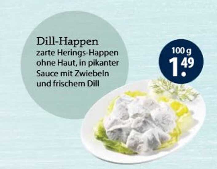 Dill-Happen zarte Herings-Happen ohne Haut, in pikanter Sauce mit Zwiebeln und frischem Dill