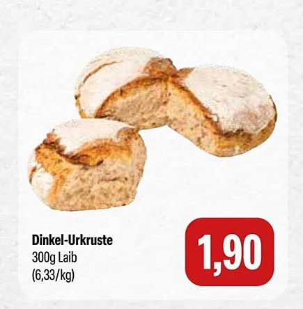 Dinkel-Urkruste 300g Laib (6,33/kg)