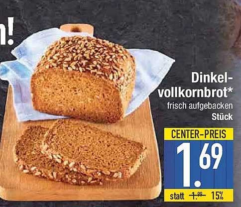 Dinkel-vollkornbrot* frisch aufgebacken Stück