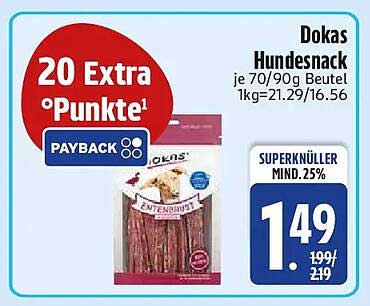 DOKAS Hundesnack je 70/90g Beutel 1kg=21.29/16.56