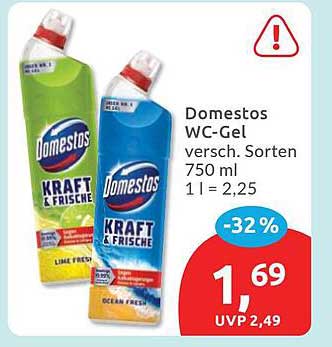 Domestos WC-Gel versch. Sorten 750 ml 1 l = 2,25
