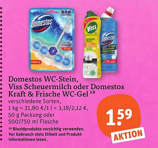 Domestos WC-Stein, Viss Scheuermilch oder Domestos Kraft & Frische WC-Gel
