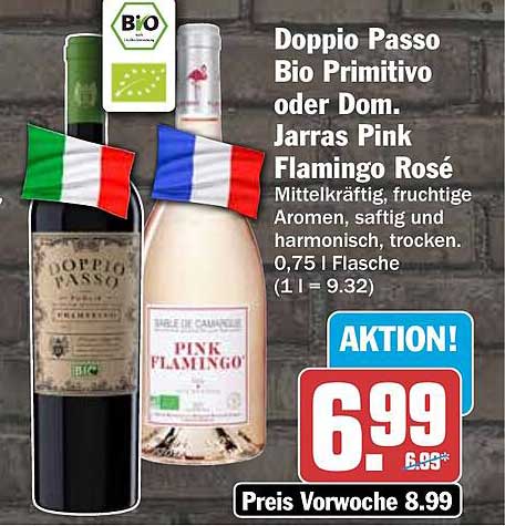 Doppio Passo Bio Primitivo oder Dom. Jarras Pink Flamingo Rosé