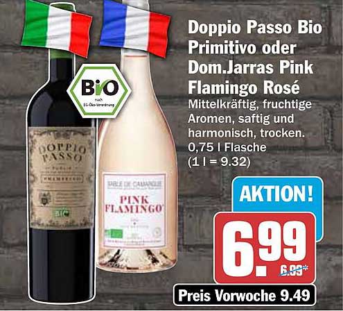 Doppio Passo Bio Primitivo oder Dom.Jarras Pink Flamingo Rosé