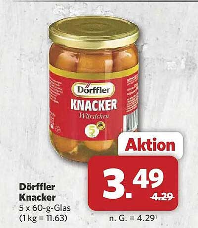 Dörffler Knacker 5 x 60-g-Glas (1 kg = 11.63)