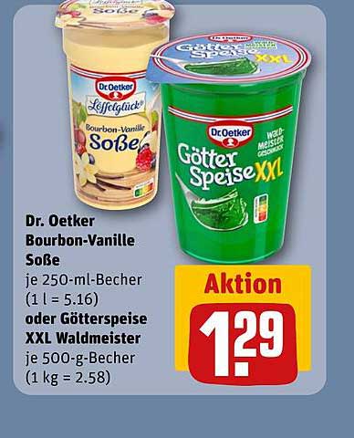 Dr. Oetker Bourbon-Vanille Soße oder Götterspeise XXL Waldmeister