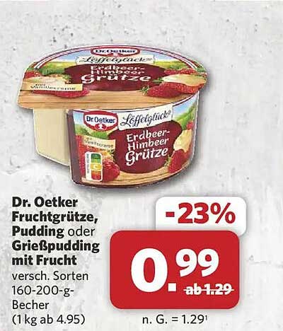 Dr. Oetker Fruchtgrütze, Pudding oder Grießpudding mit Frucht