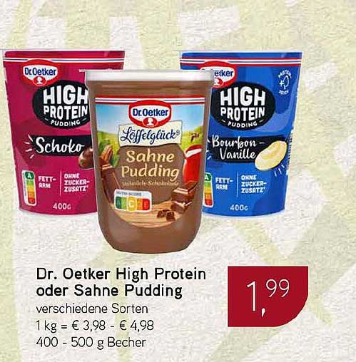Dr. Oetker High Protein oder Sahne Pudding