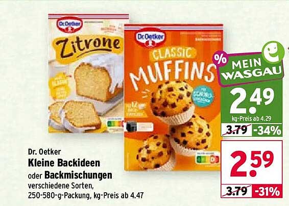 Dr. Oetker Kleine Backideen oder Backmischungen verschiedene Sorten, 250-580 g-Packung, kg-Preis ab 4.47