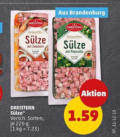 DREISTERN Sülze* Versch. Sorten, je 220 g (1 kg = 7.23)