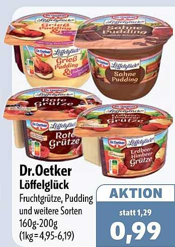 Dr.Oetker Löffelglück Fruchtgrütze, Pudding und weitere Sorten 160g-200g (1kg=4,95-6,19)