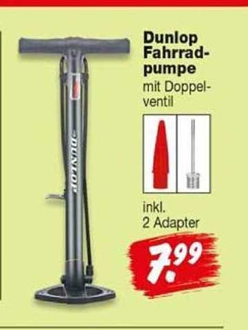 Dunlop Fahrradpumpe mit Doppelventil inkl. 2 Adapter